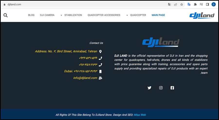 screenshot of DJI land showing address in tehran